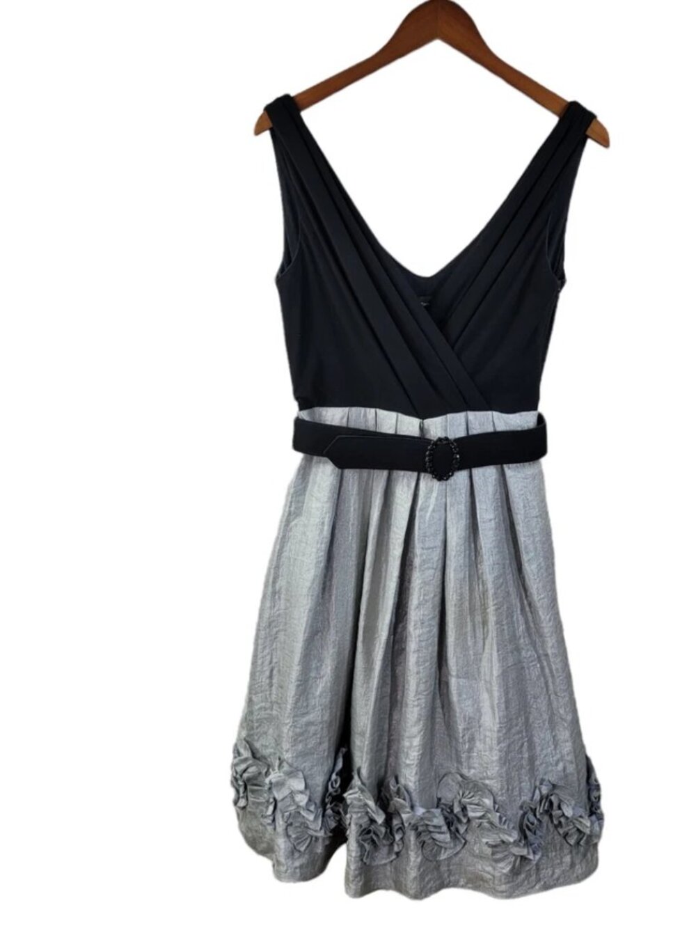 RM Richards Party Dress size 8 Surplice Wrap Top Stretch Slinky Travel Knit